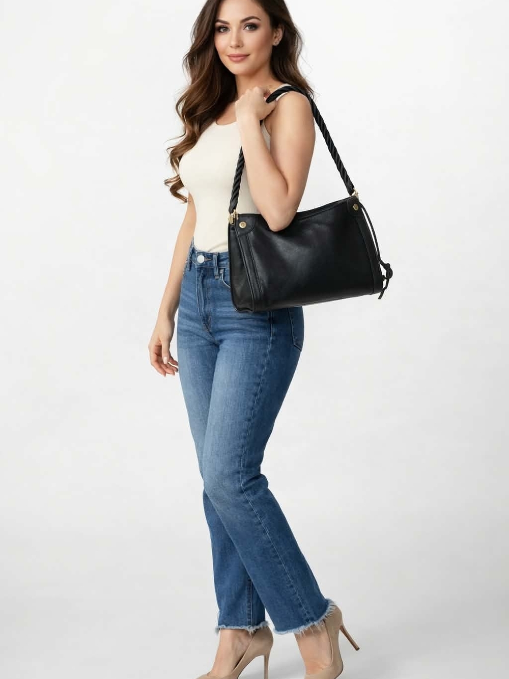 Relic Shoulder Bag Handbag Satchel Windsor Black Leather Women's Woman's